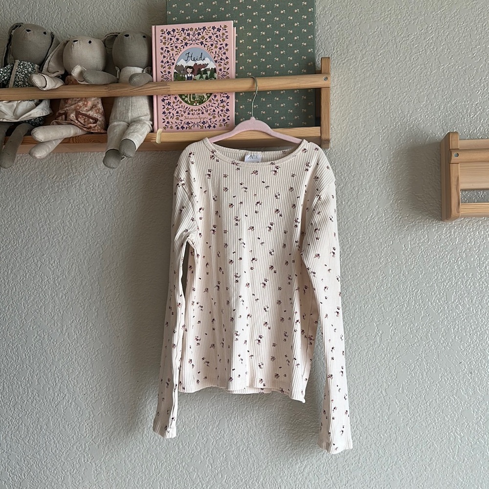 ZARA Floral Ribbed Top